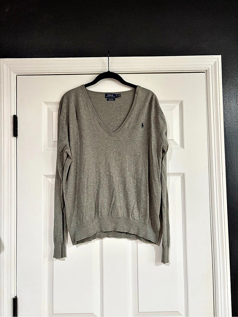 Polo Ralph Lauren Pima Cotton V-Neck Sweater Gray V-Neck Sweater Size XL - Picture 2 of 5